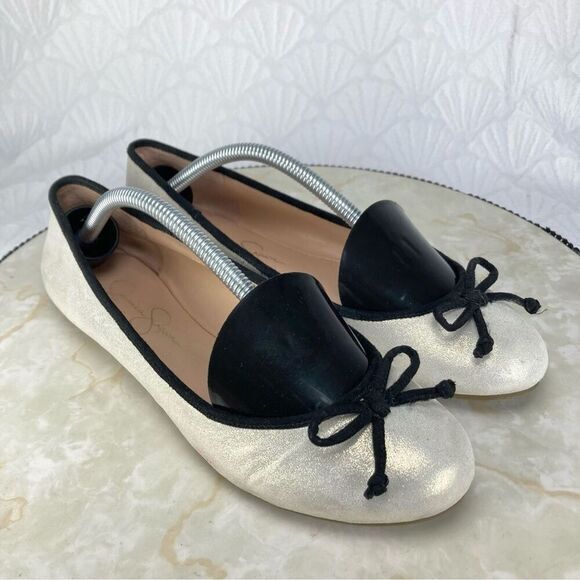Jessica Simpson Matini Bow Ballet Flats Womens 7 Metallic Gold Ballerina Shoes - Picture 1 of 12